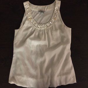 H&M Embellished Sleeveless Blouse Top Ivory Size 6